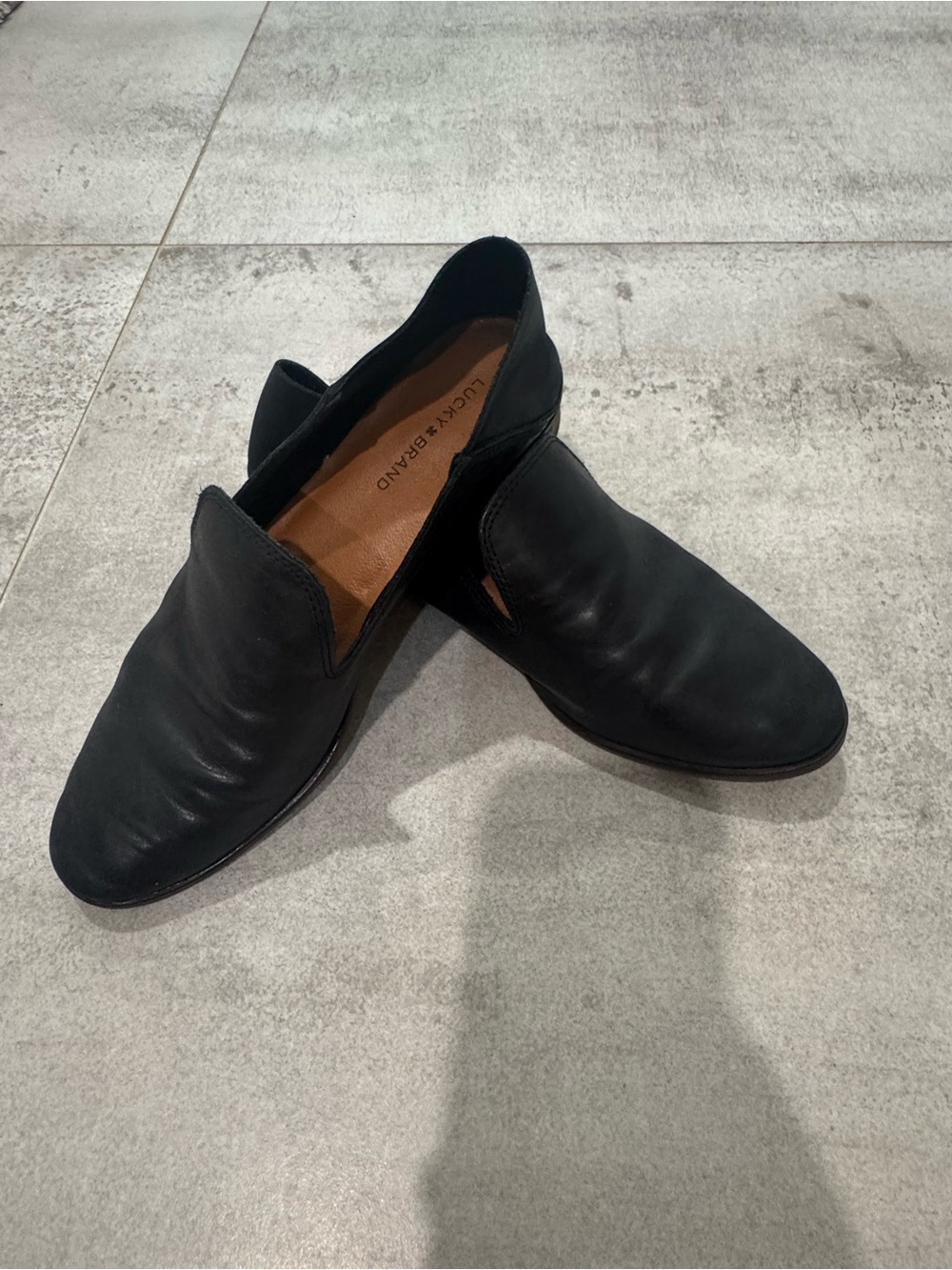 Lucky Brand Women’s Black Leather Slip-On Loafers mmm